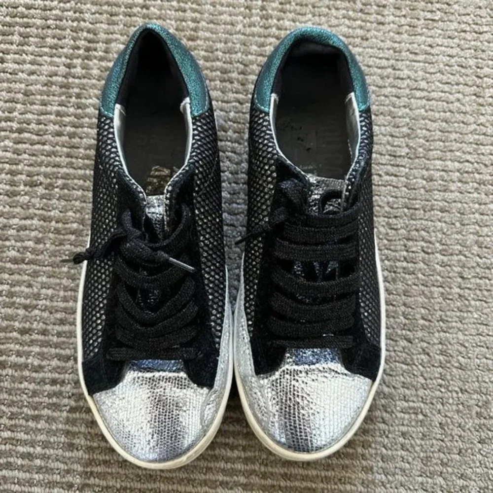 P448 John Glitter Mesh Suede Multi Color Sneakers - Picture 2 of 6